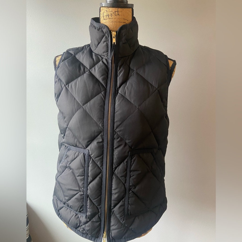 J. Crew Down Filled Black Quilted Women’s Vest Size S